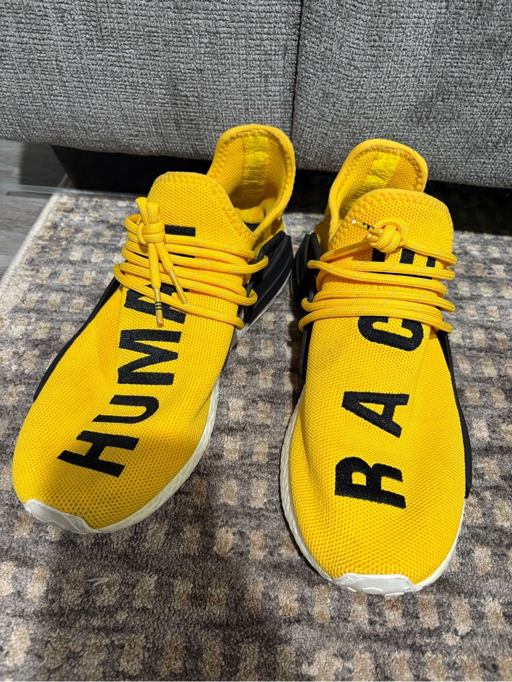 adidas Yellow Knit Men’s Sneakers with Black Accents